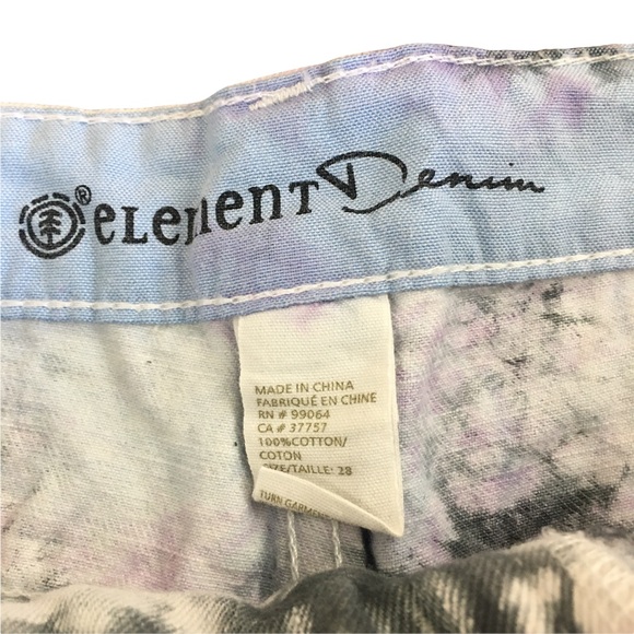 Element Denim Tie Dyed Cut Off Criss Cross Tie Purple Black Shorty Shorts 28 - Picture 5 of 9